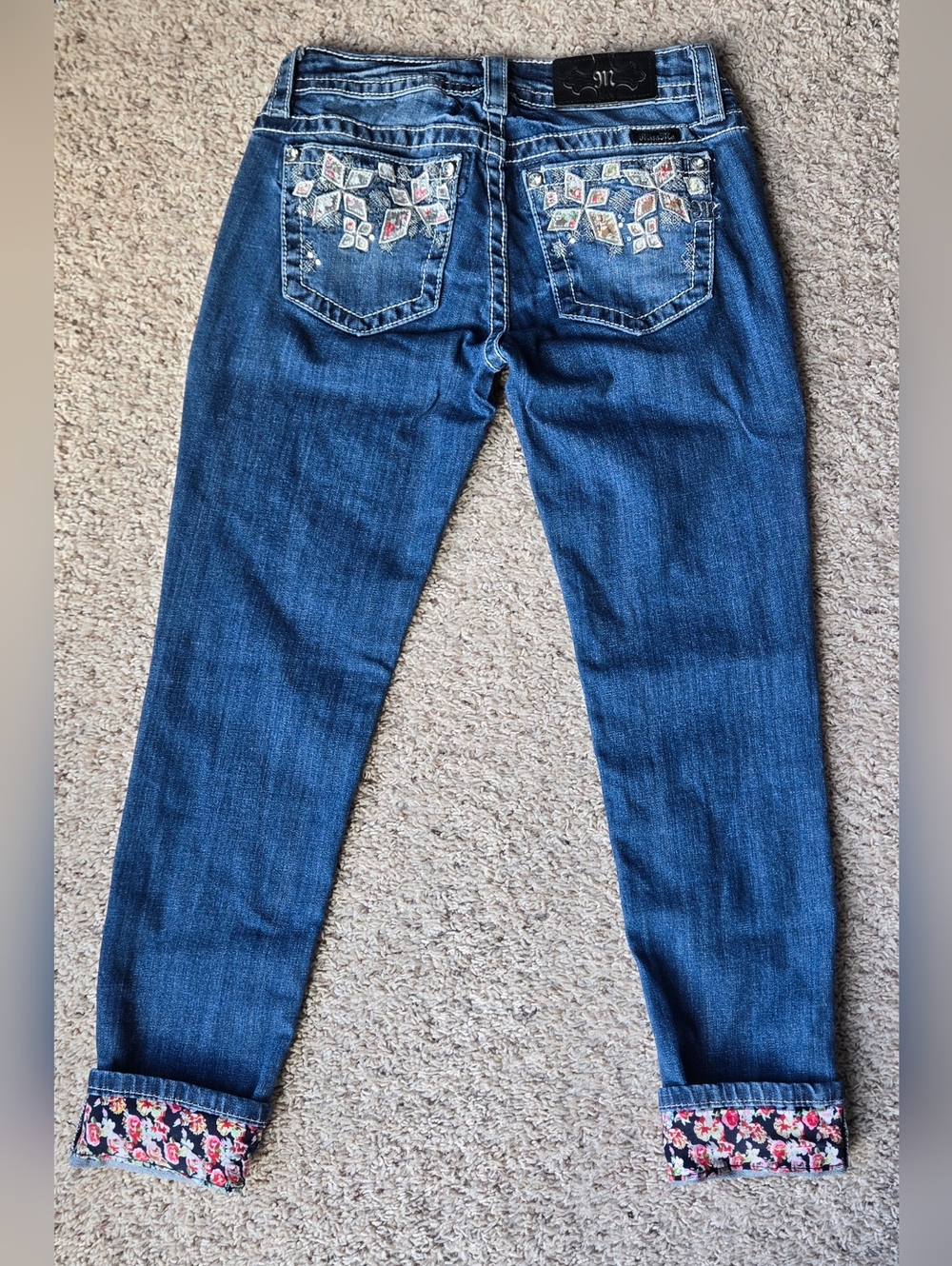 Vintage Miss Me Signature Cuffed Skinny Jeans Size 27